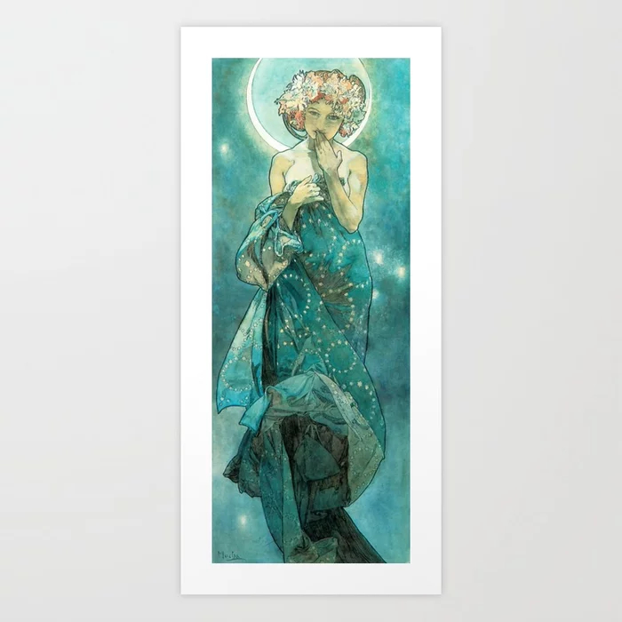 Alphonse Mucha Moonlight Art Nouveau Art Print