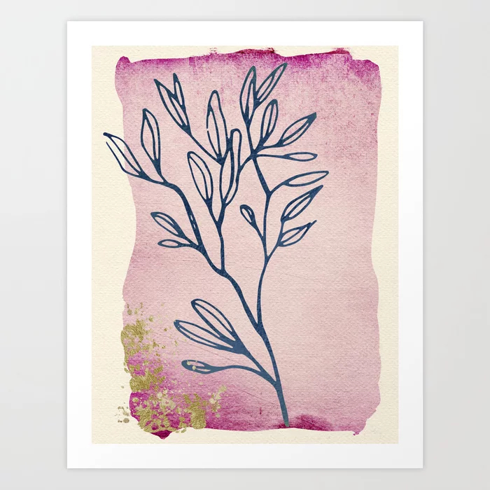 Floral Dream Series: Watercolor, Ink & Gold Art Print