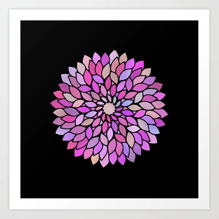 Flower Mandala Rose Gold And Purple Art Print