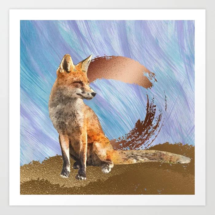 Fox Art With Gold And Copper Art Print