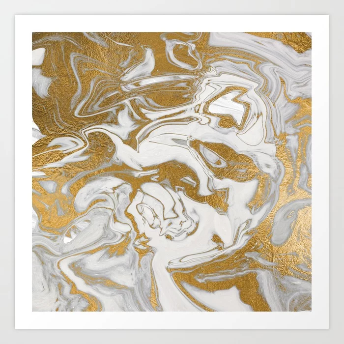 Liquid Gold Marble Art Print