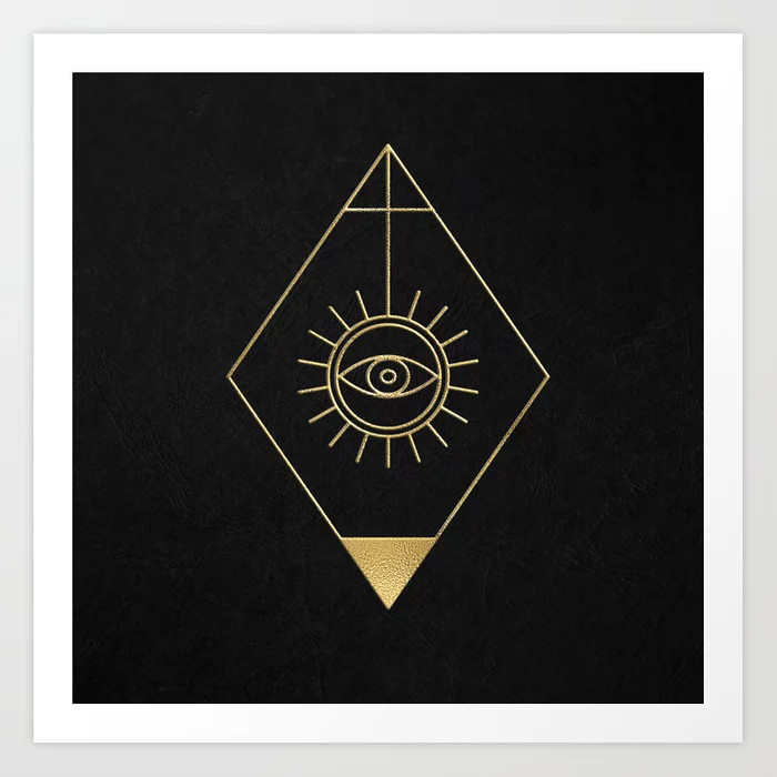 Mystic Eye Symbol Gold And Black Art Print