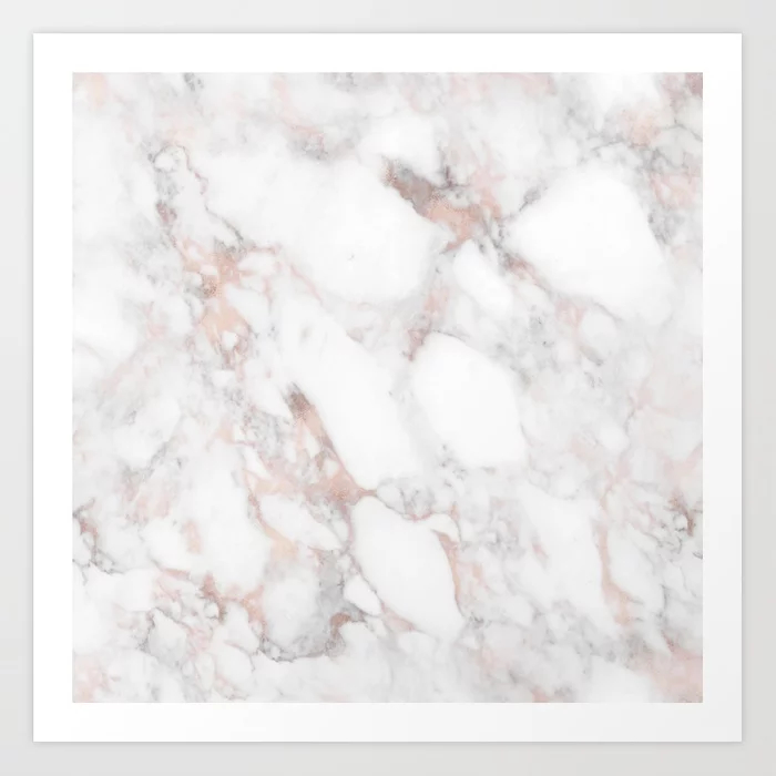 Rose Gold Marble Blush Pink Metallic Foil Art Print