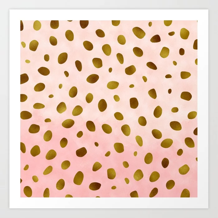 Blush Pink With Gold Pattern Art Print