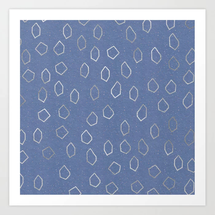 Silver And Blue Pattern Art Print