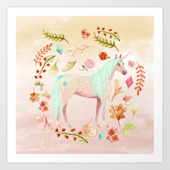 Unicorn Watercolor Painting Art Print