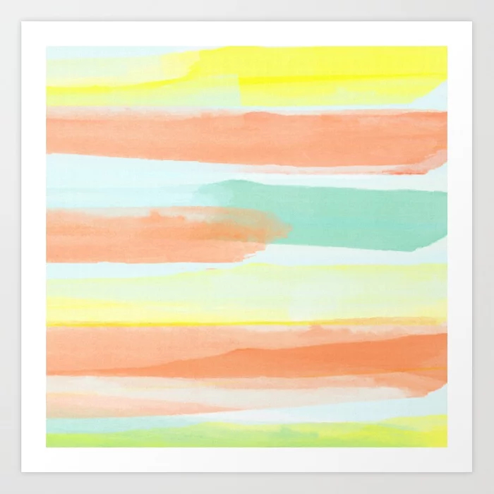 Watercolor Stripes Modern Abstract Art Print