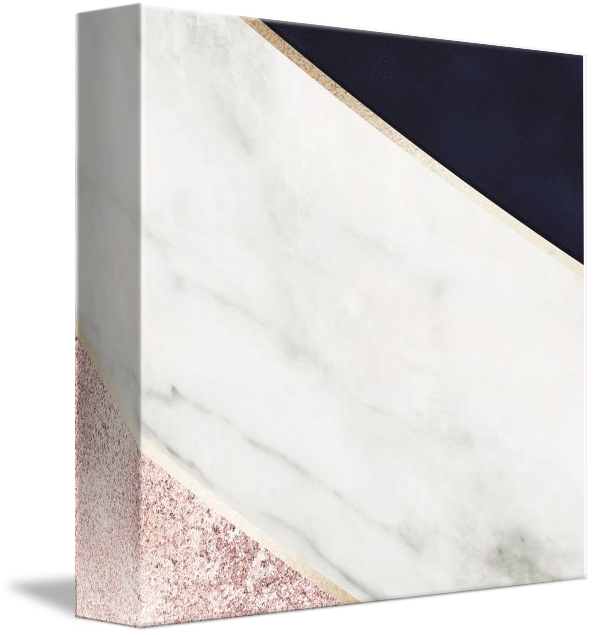 Marble, Rose Glitter, Gold And Navy Blue Abstract Art Canvas Print